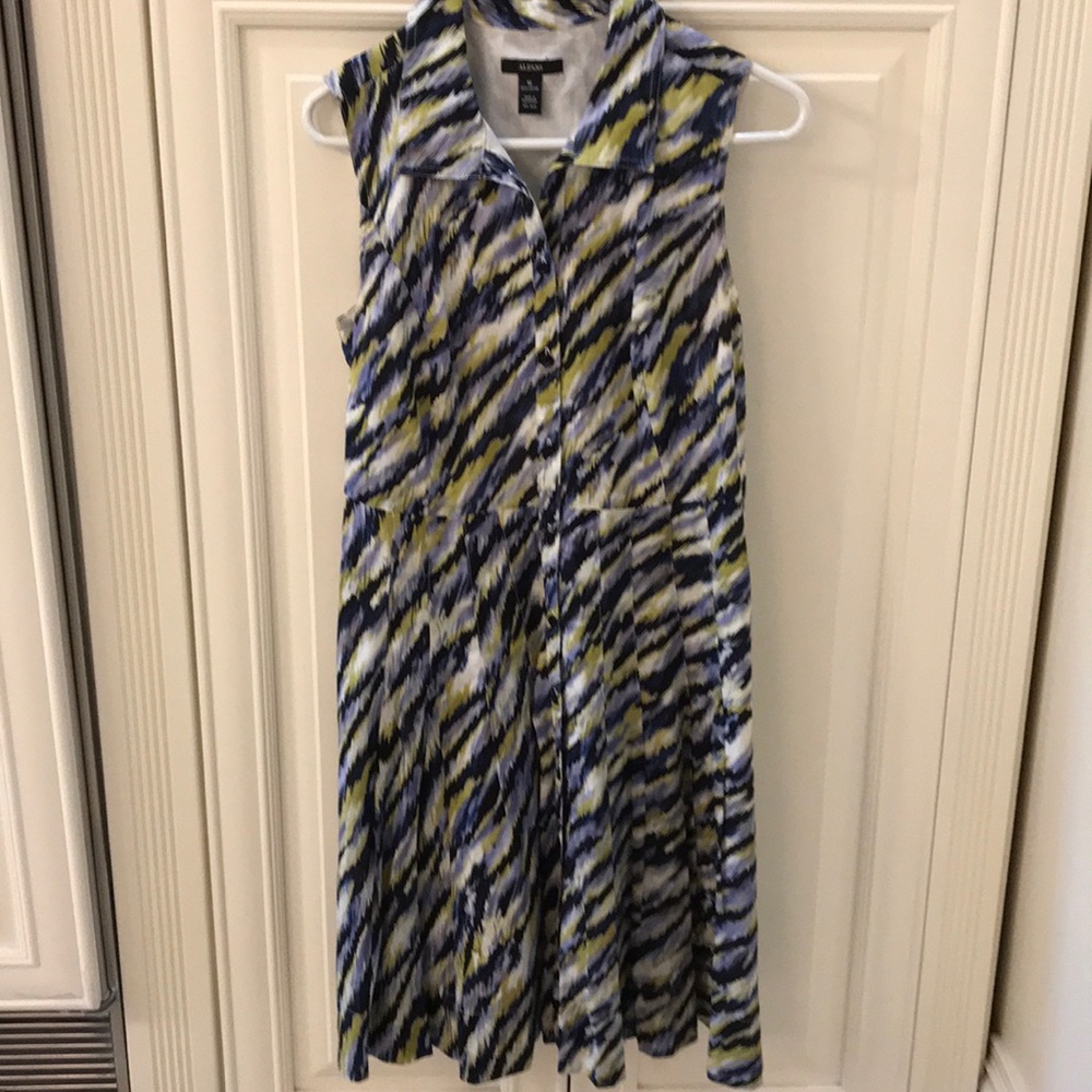 Multi color, button down, flounce dress